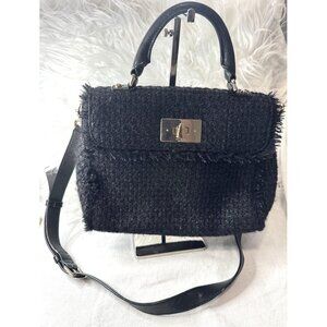 Kate spade Little Nadine black tuxedo hill tweed purse crossbody satchel‎